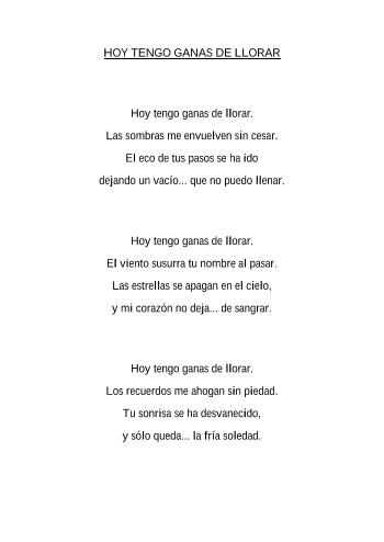 HOY TENGO GANAS DE LLORAR