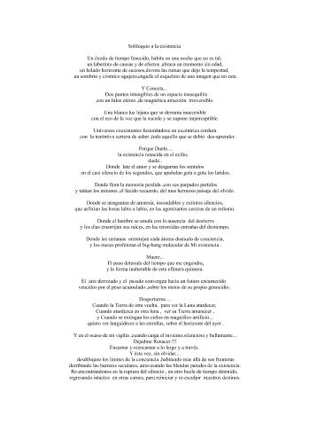 Soliloquio a la existencia