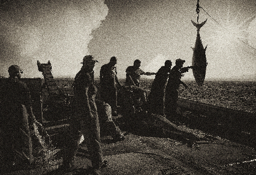 almadraba - levant&aacute; at&uacute;n rojo salvaje - Barbate - C&aacute;diz. Espa&ntilde;a